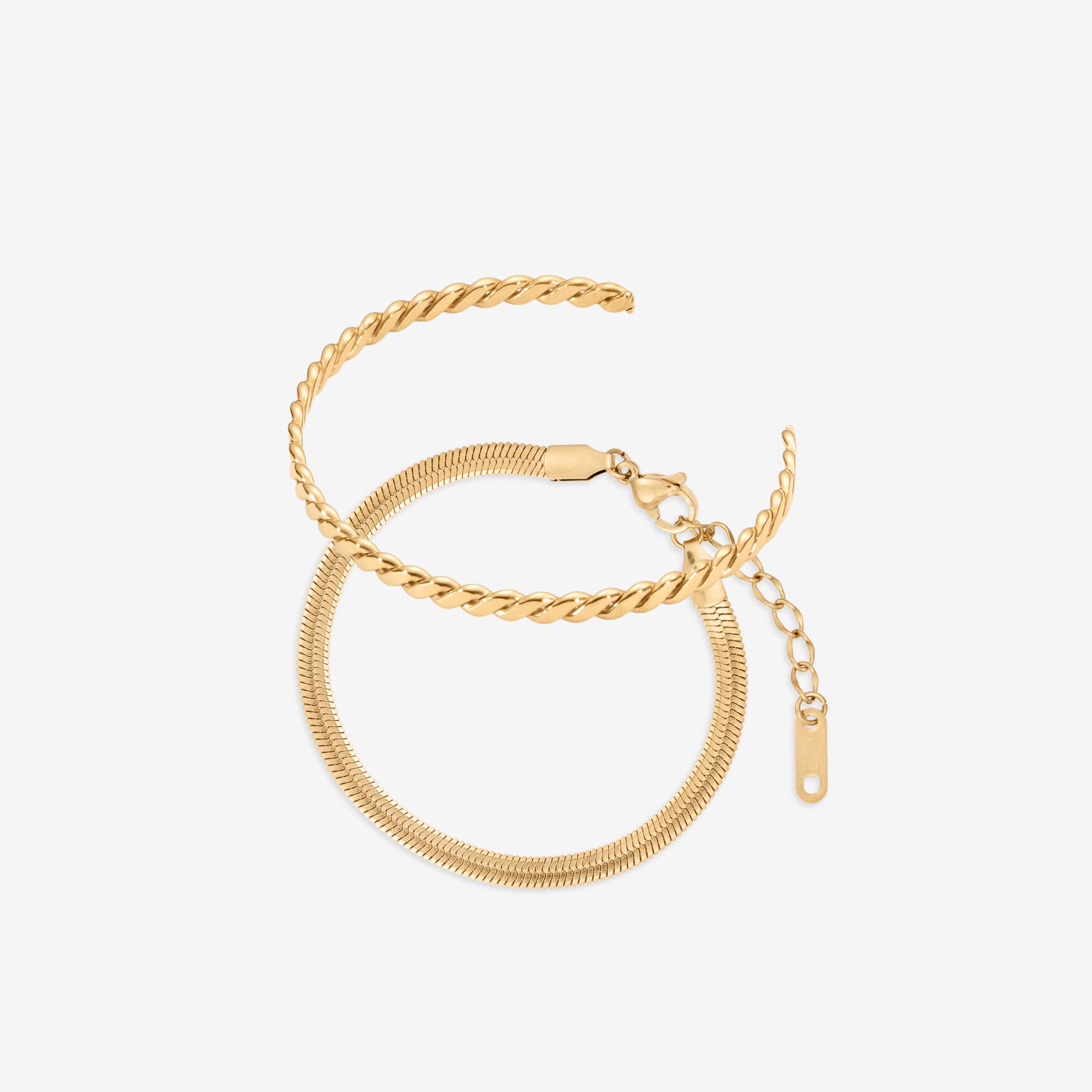 Platte Slangen Bangle Set