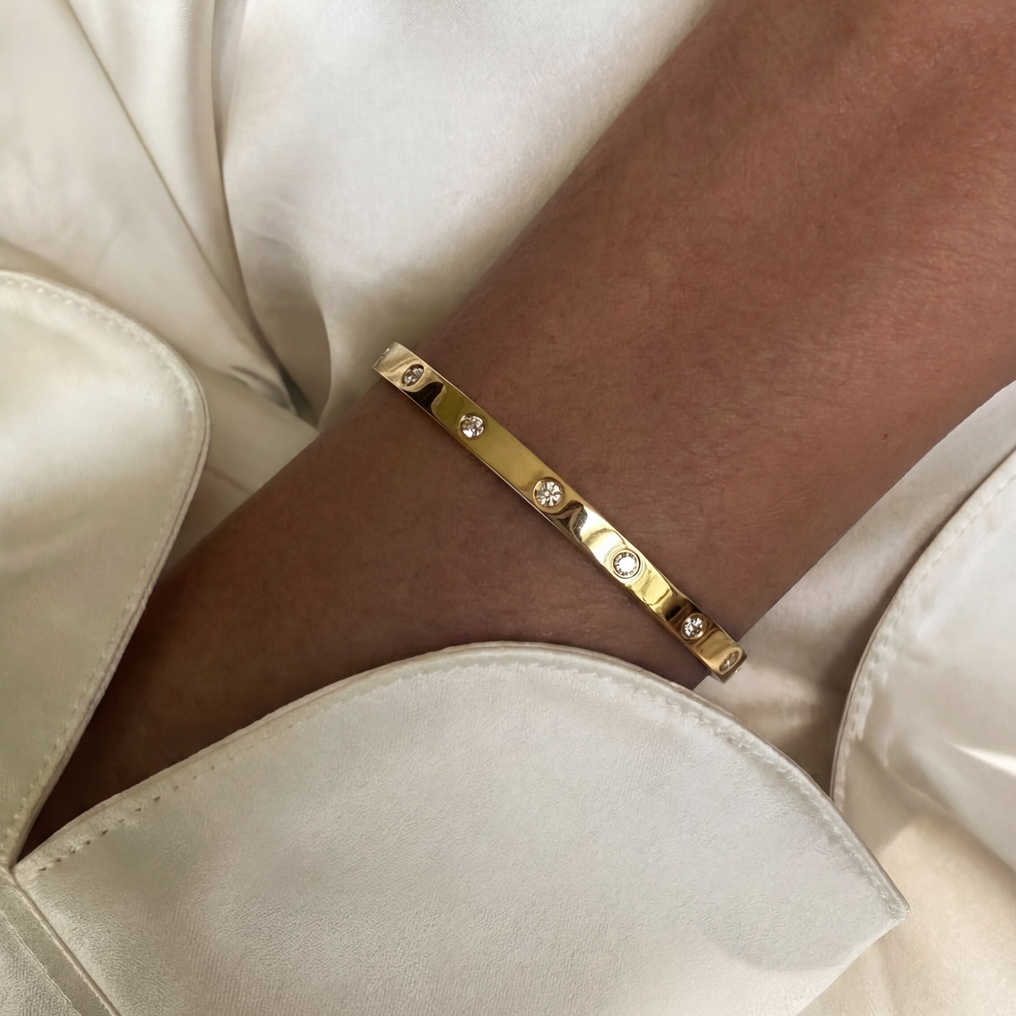 Classic Kristal Dot Armband Goudgeplateerd