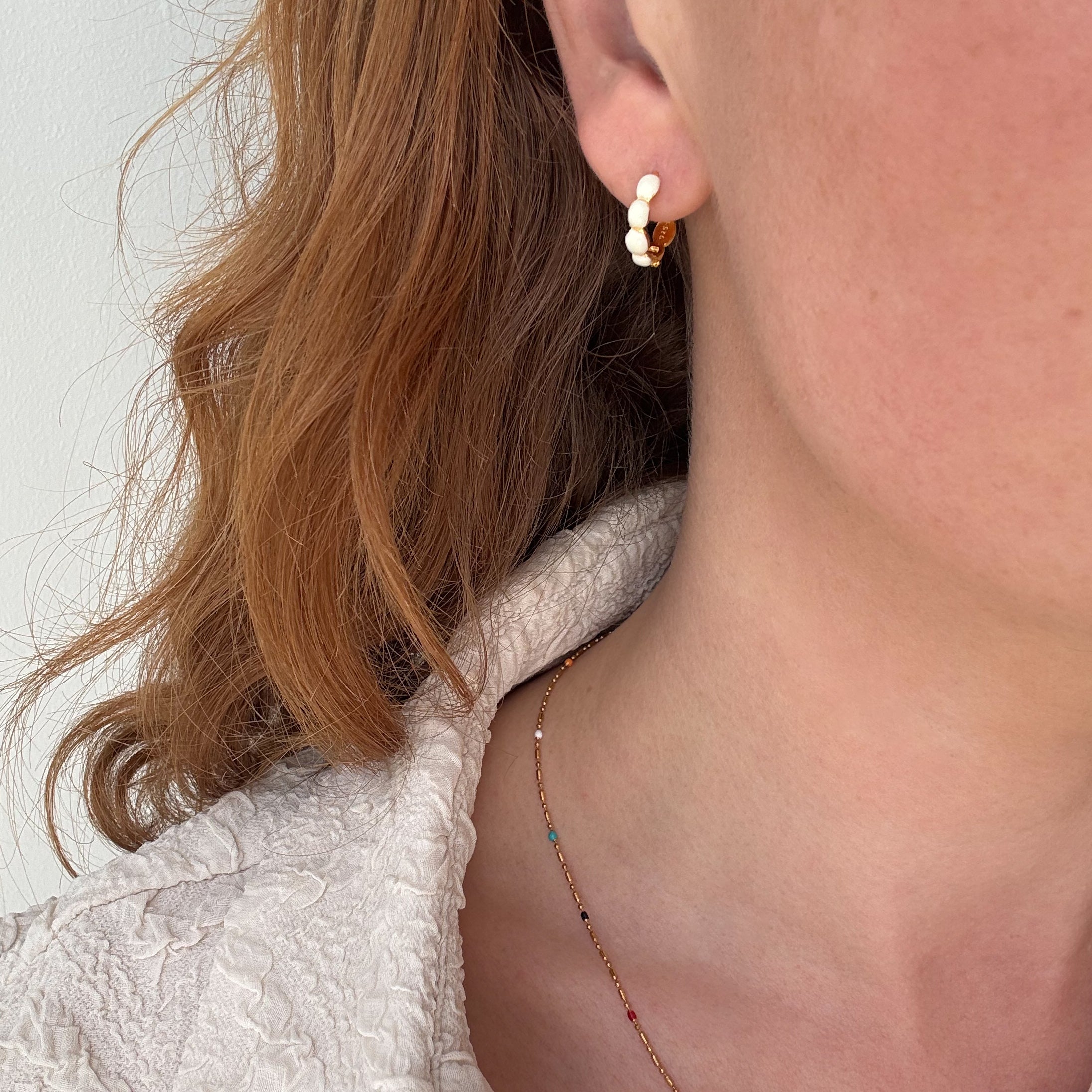 Bubbel Hoop Crème 14 mm Verguld