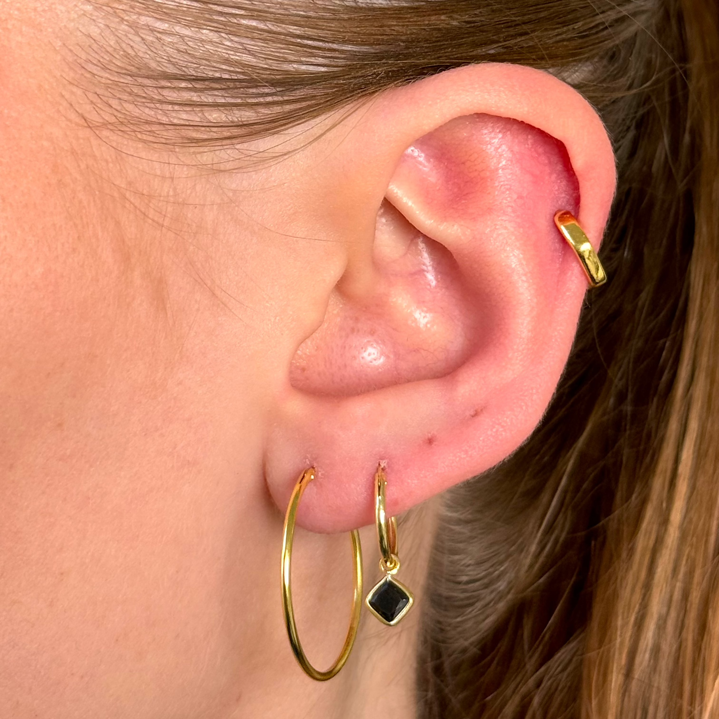 Zwart Vierkant Set: 1 ketting & 1 oorbel