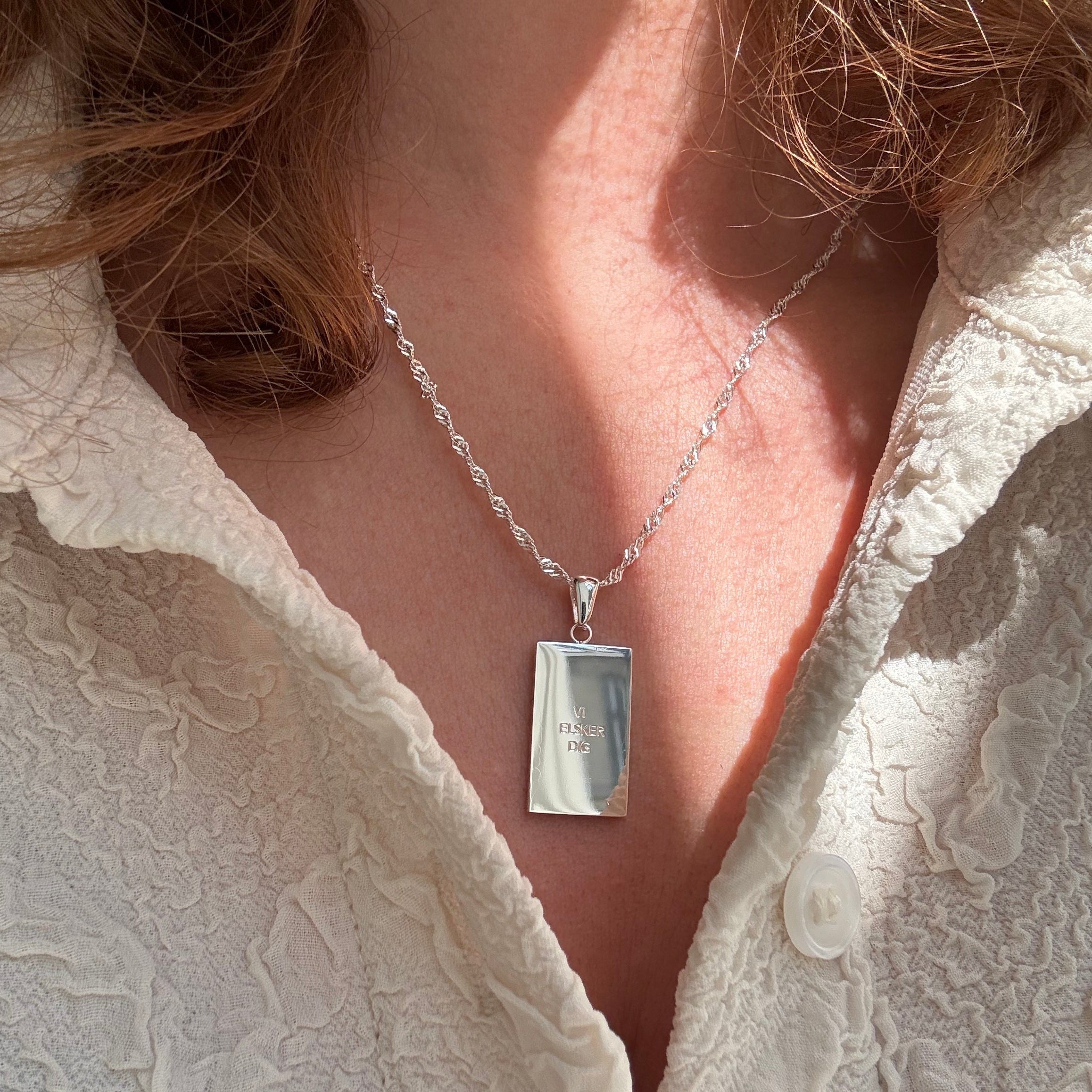 Zon Vierkant Ketting met gravure