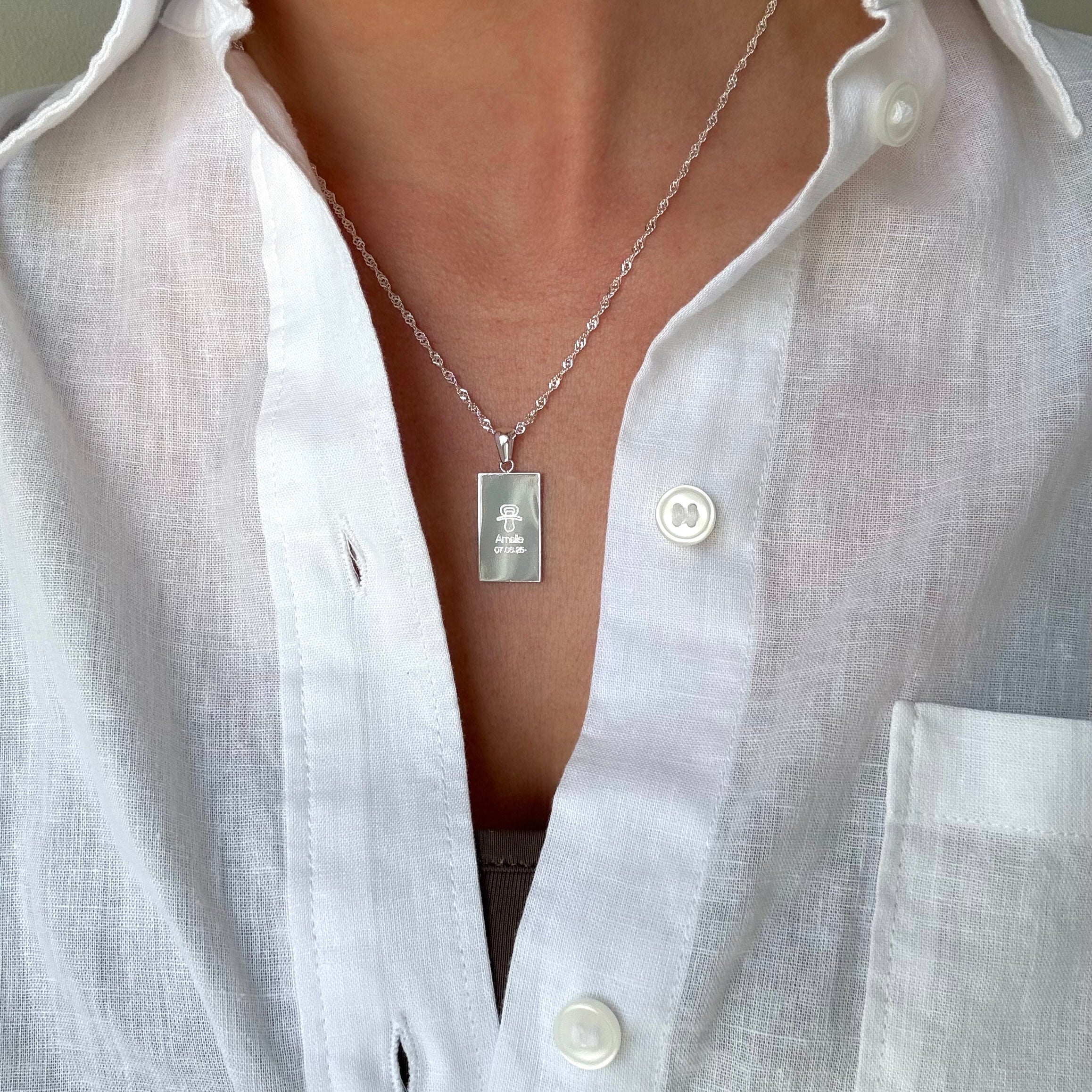 Zon Vierkant Ketting met gravure