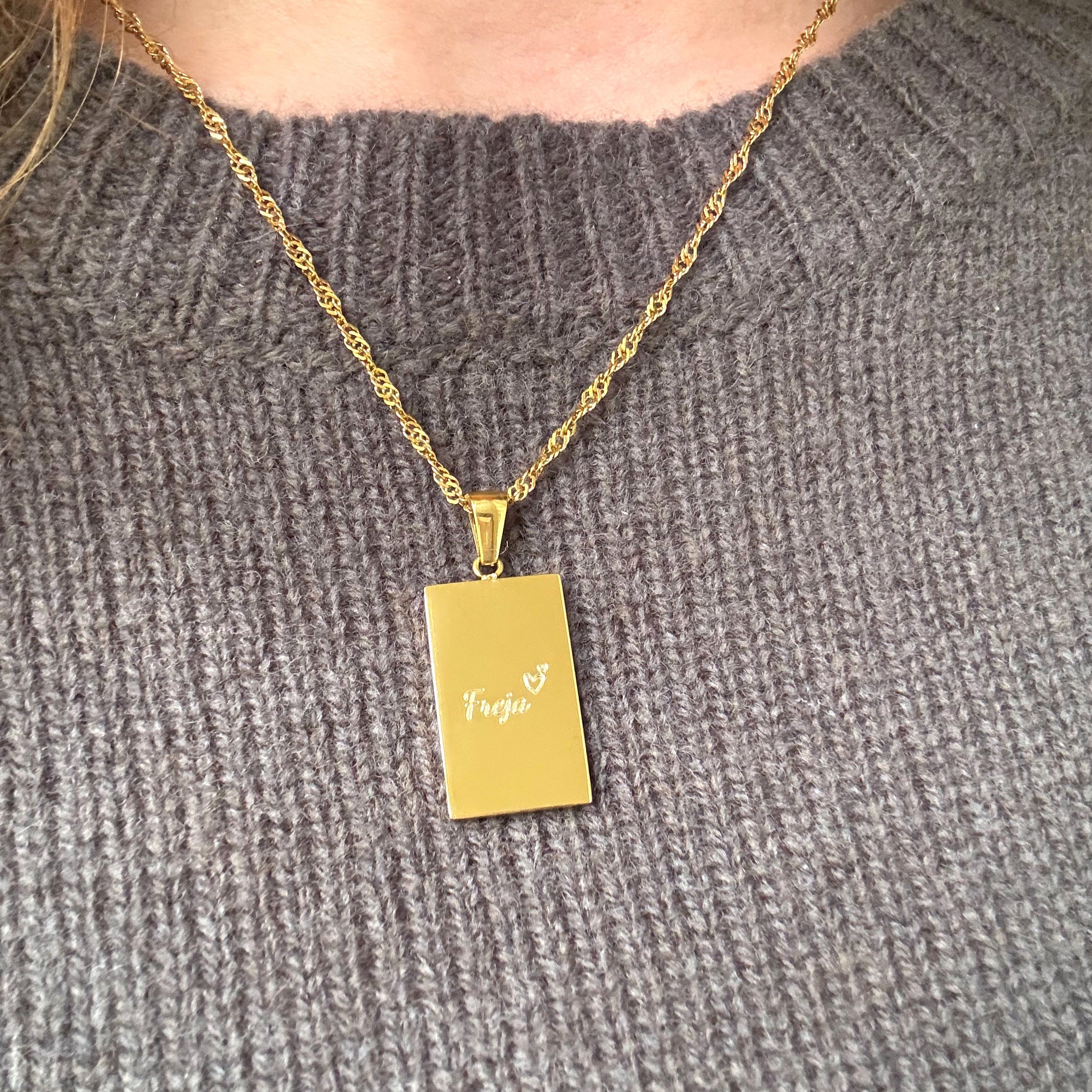 Vierkant Ketting Gegraveerd met Naam