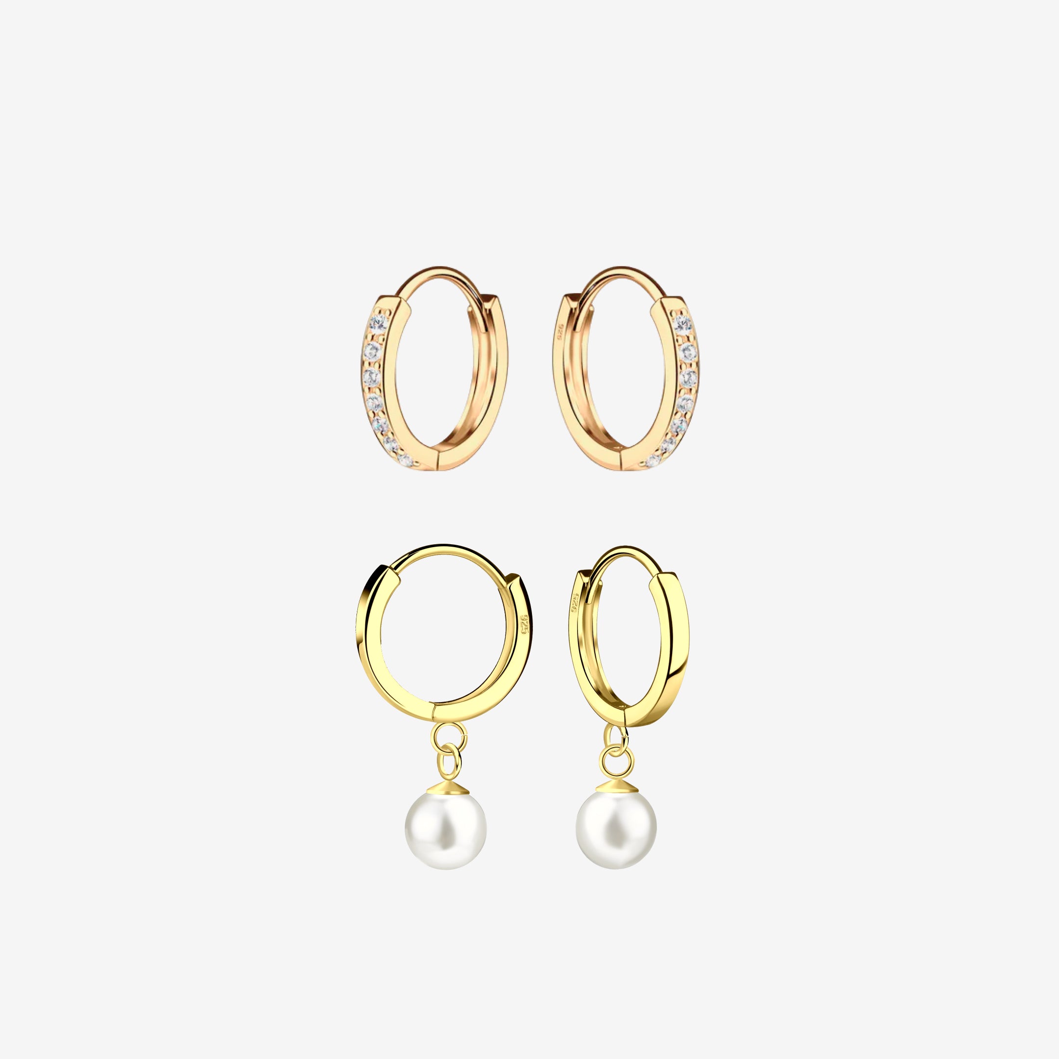 Kristal Parels Hoop Goud Set