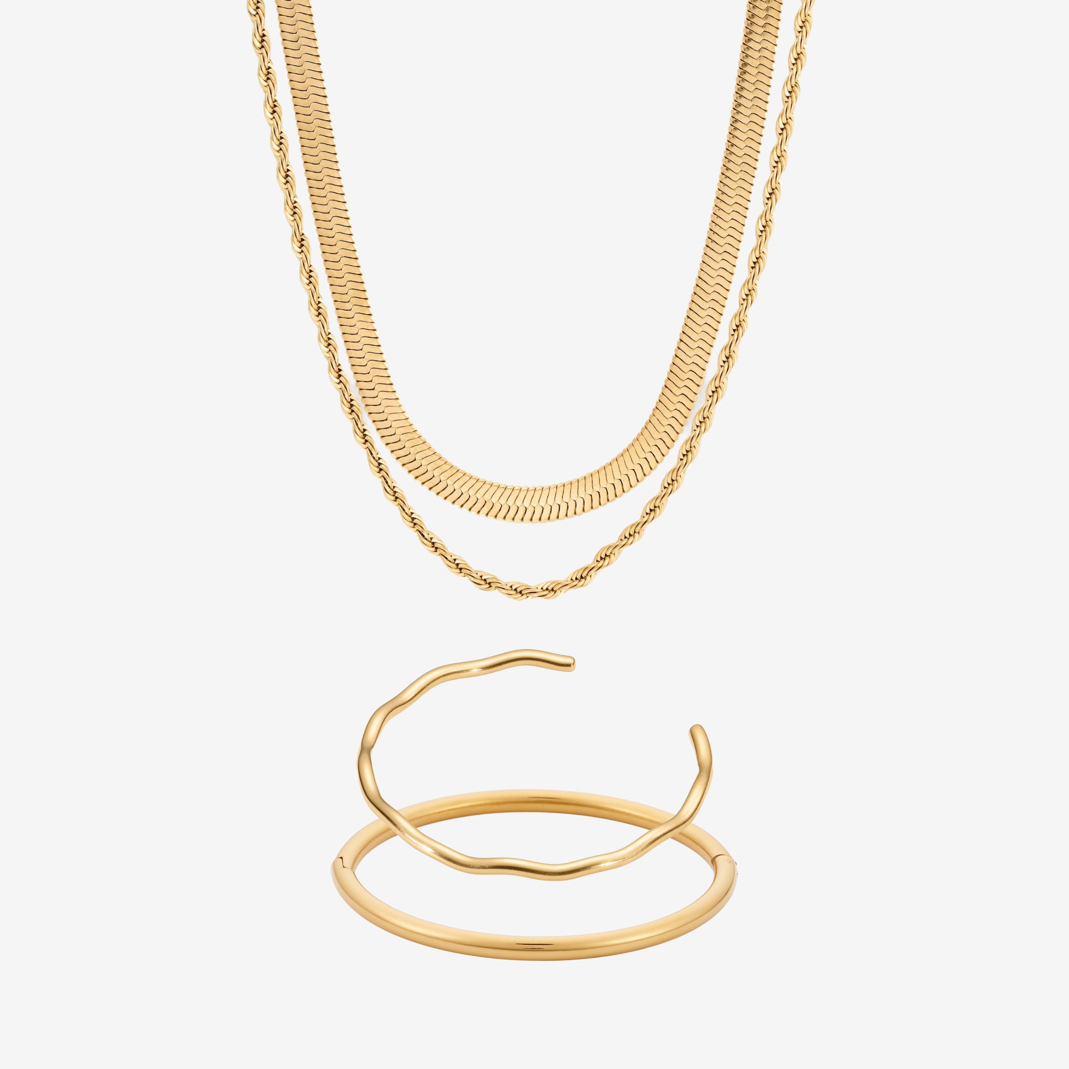 Touw en Bangle Set: 1 ketting & 2 armbanden