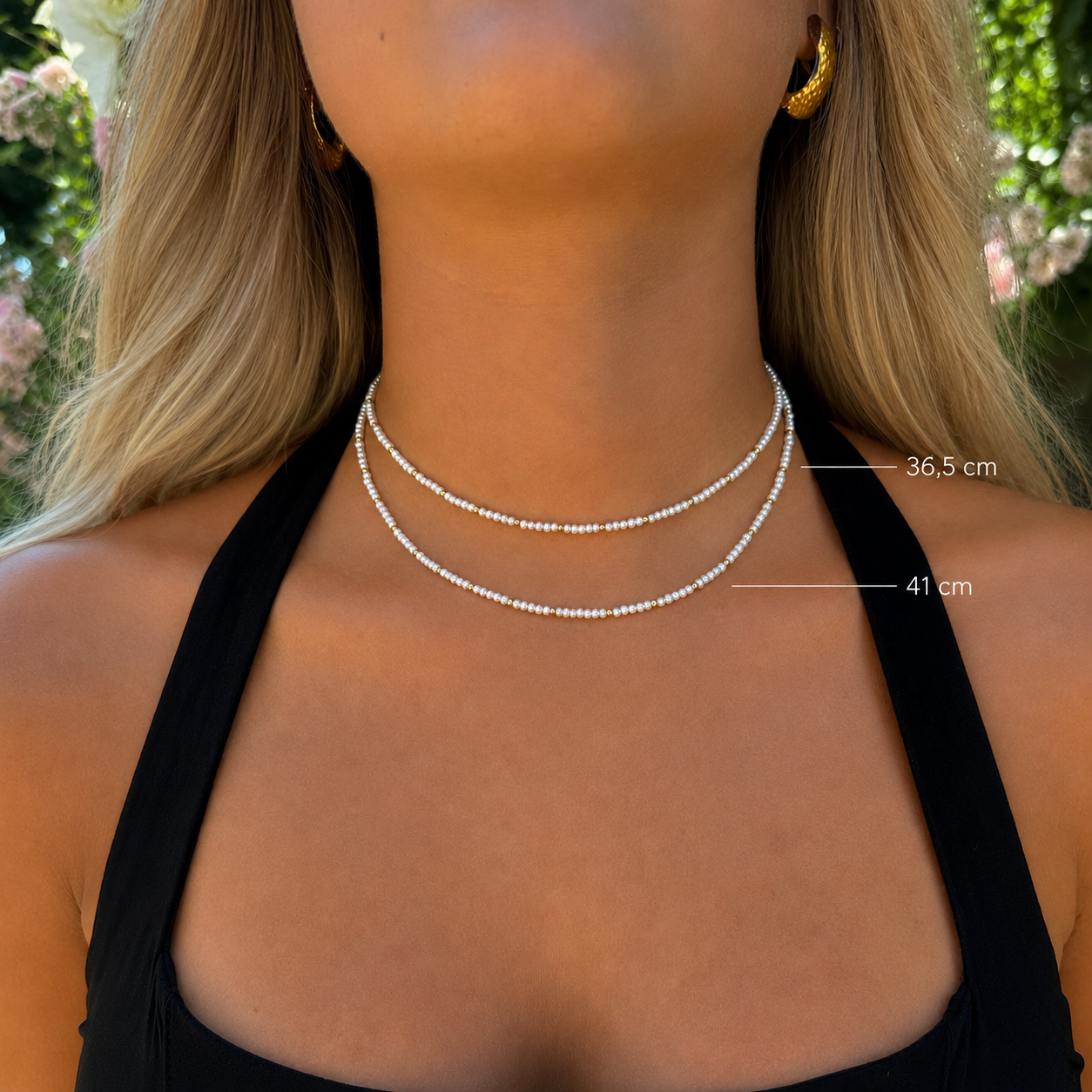 Micro parelketting met gouden details