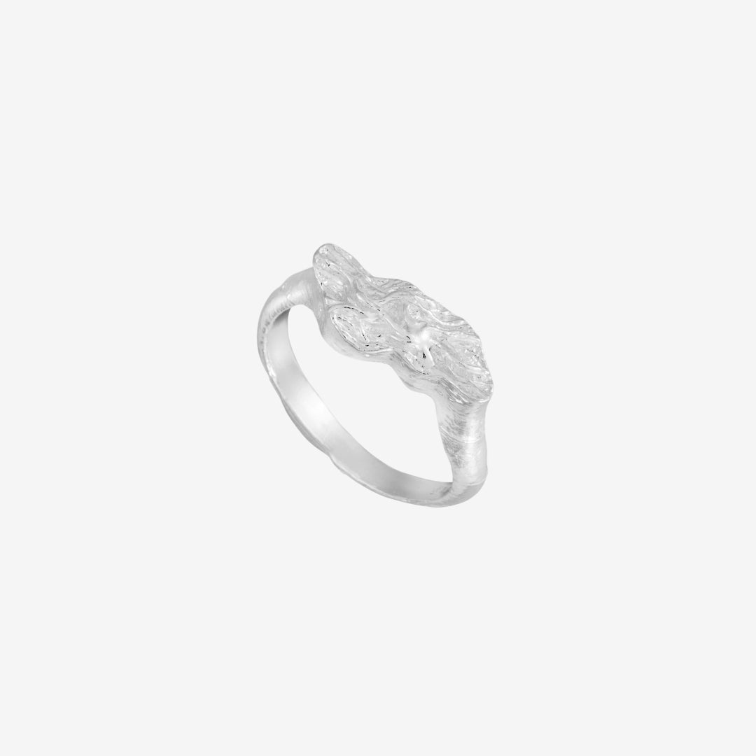 Flad Magma Ring i sølv