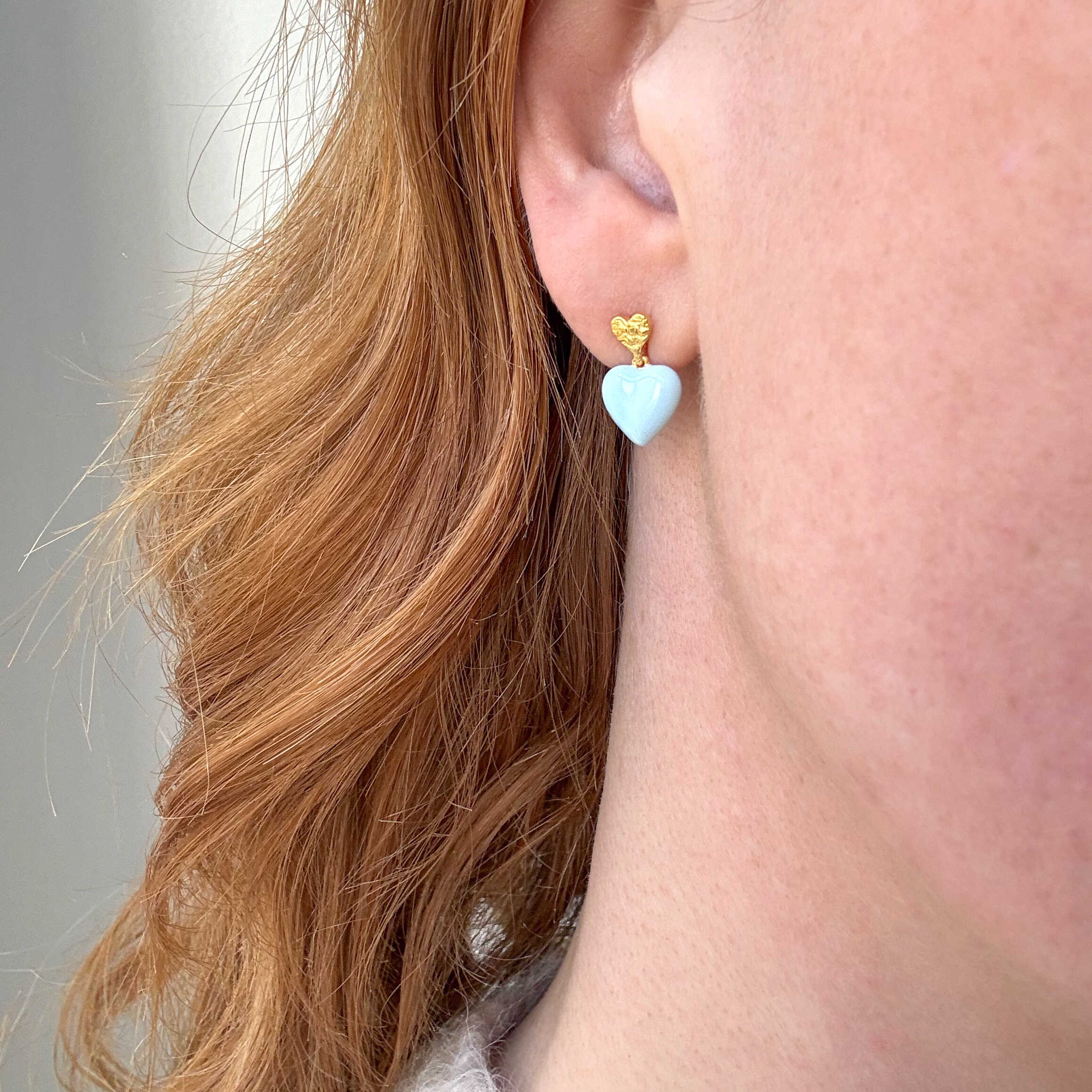 Blauw Hart Stud Verguld