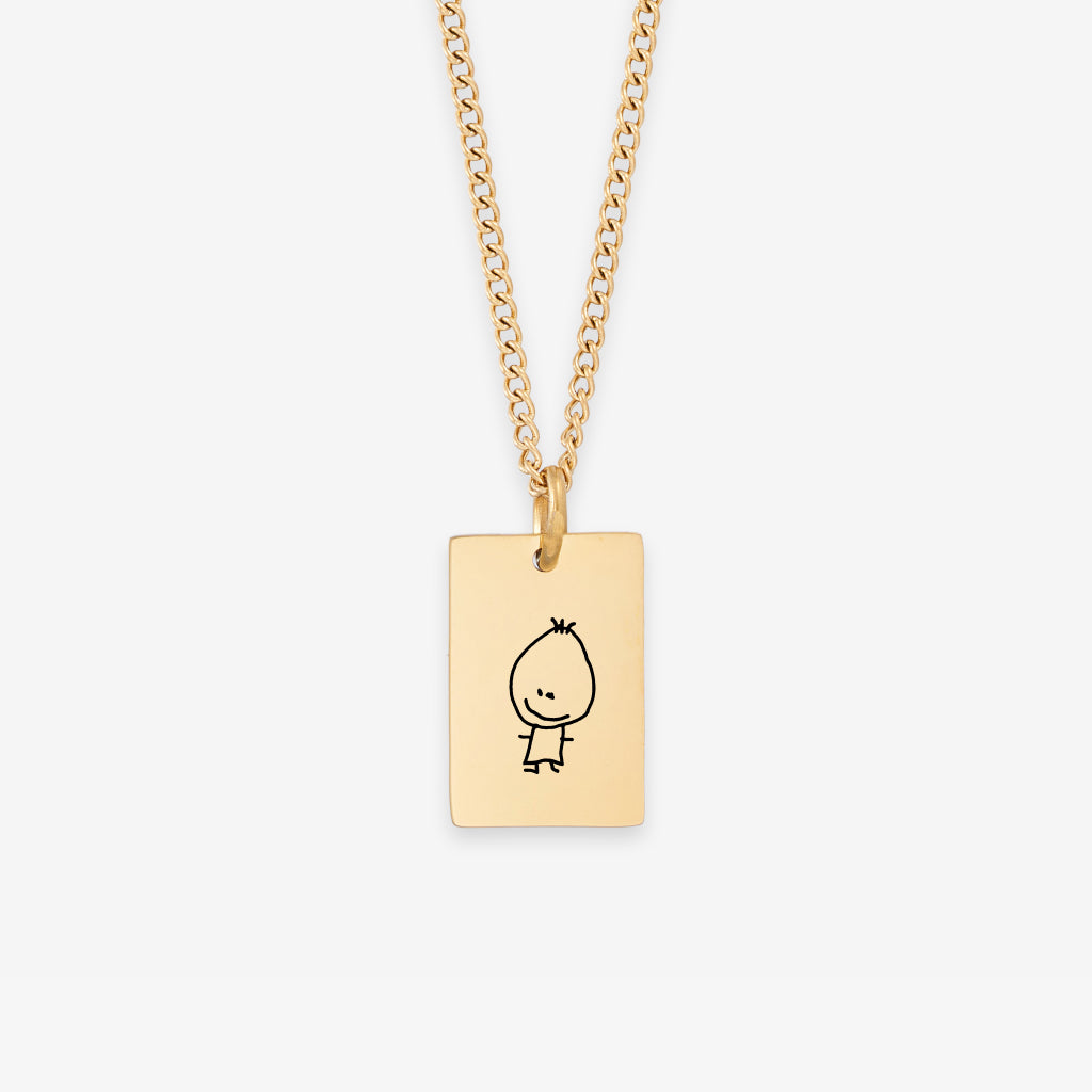 Gegraveerde Stickman Rechthoekige Plain Plaat Hanger