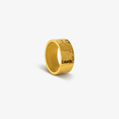 Hamret Chunky Ring Guldbelagt