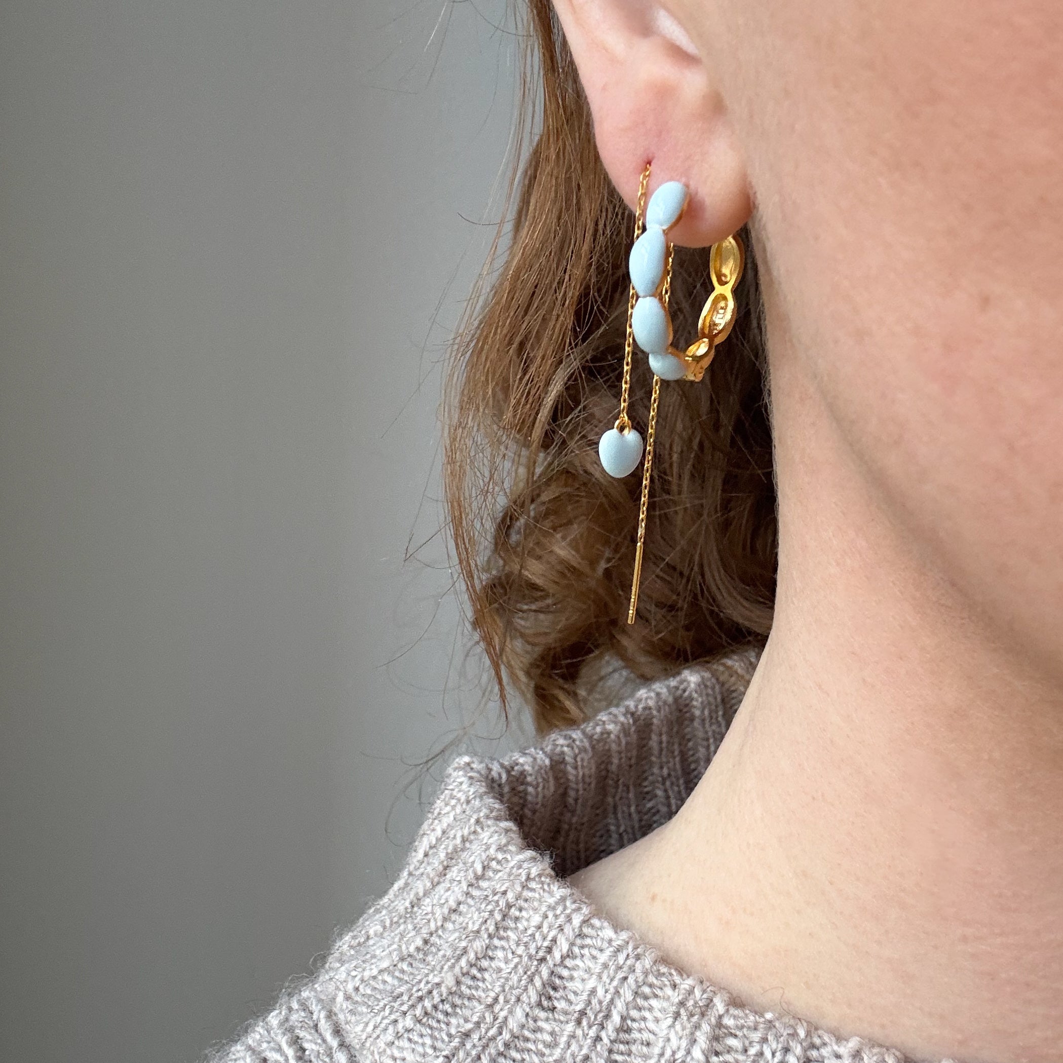 Bubbel Hoep Blauw 24mm Verguld