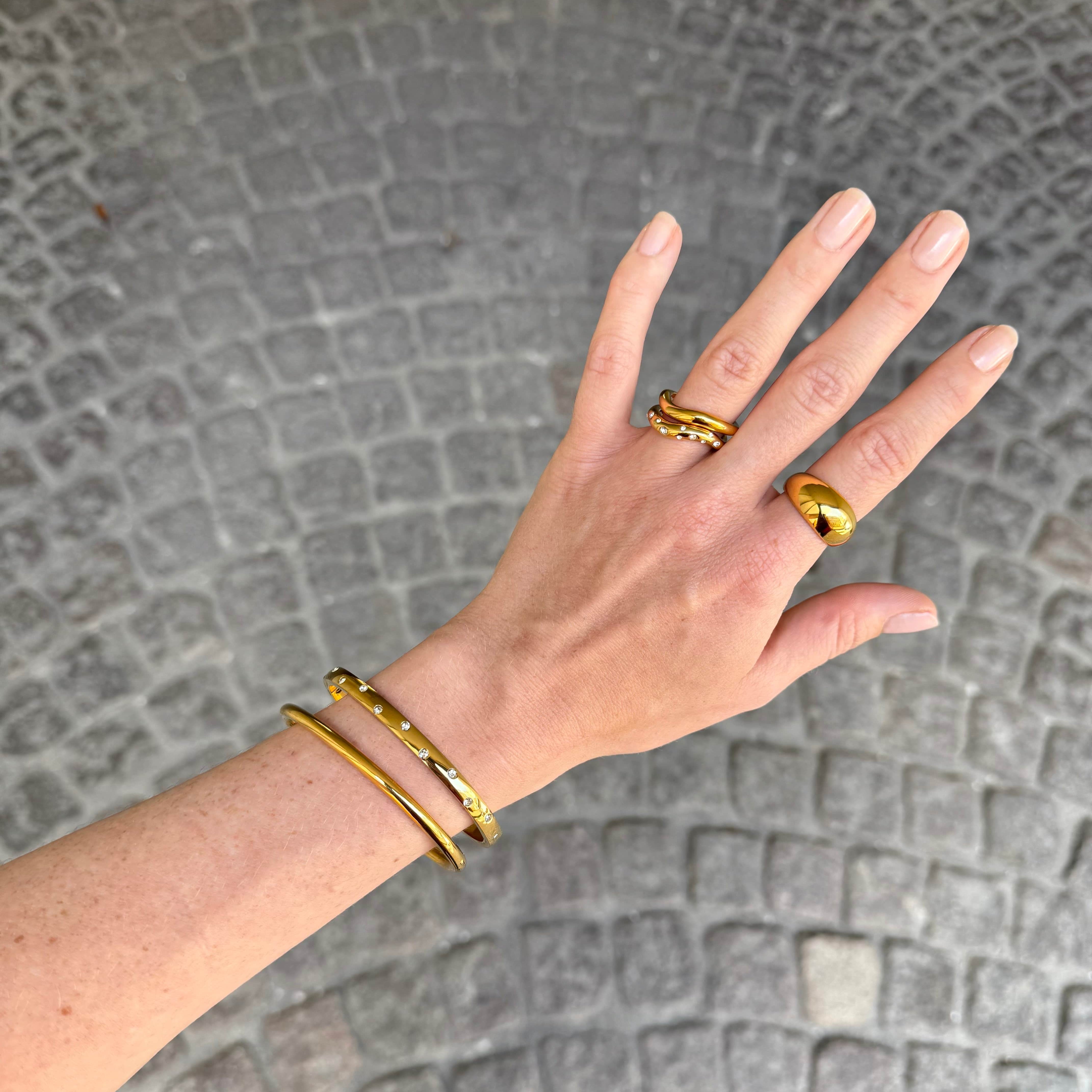 Flow Kristal Dot Armband Goudgeplateerd