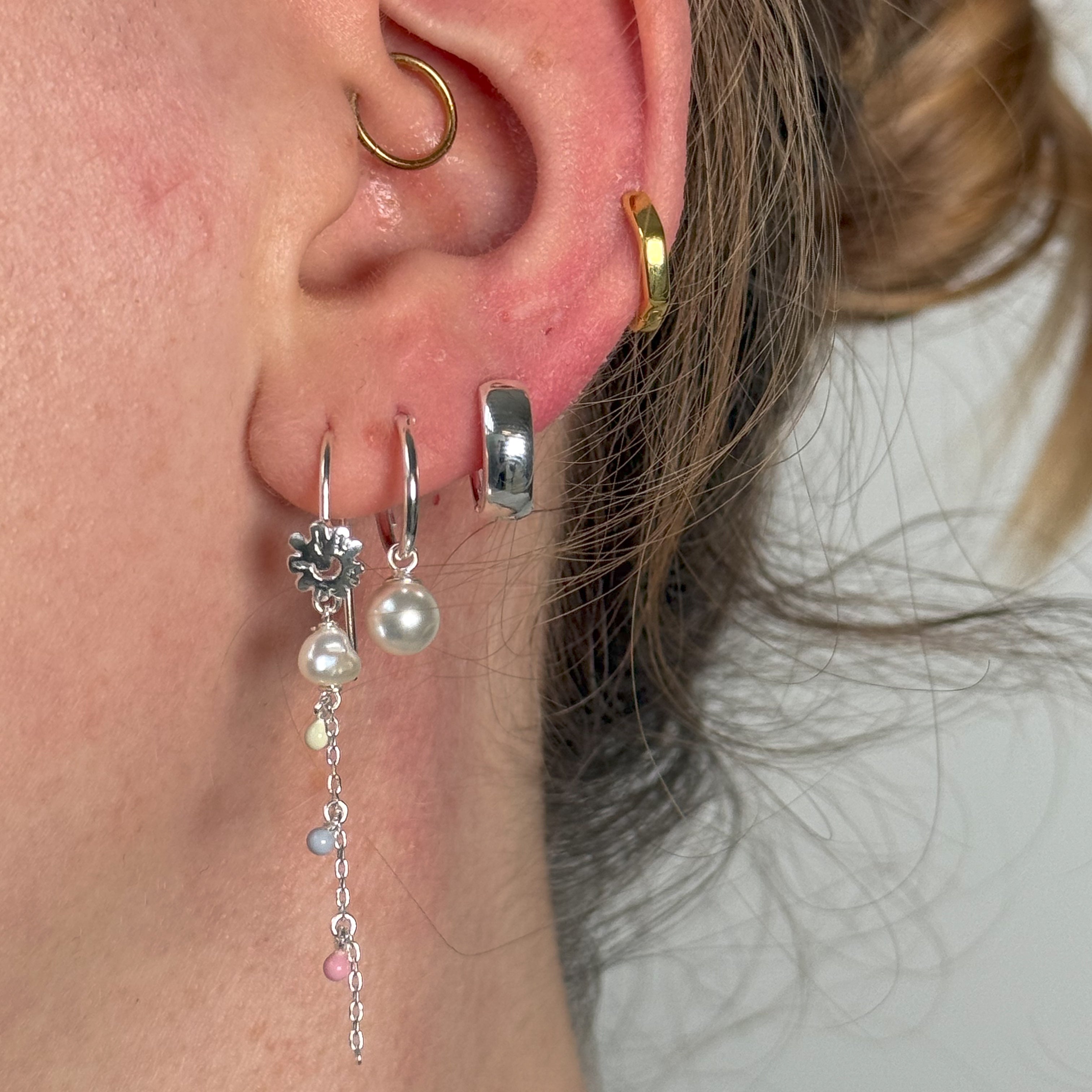 Zilver Pastel, Chunky Hoop Set: 2 øringen