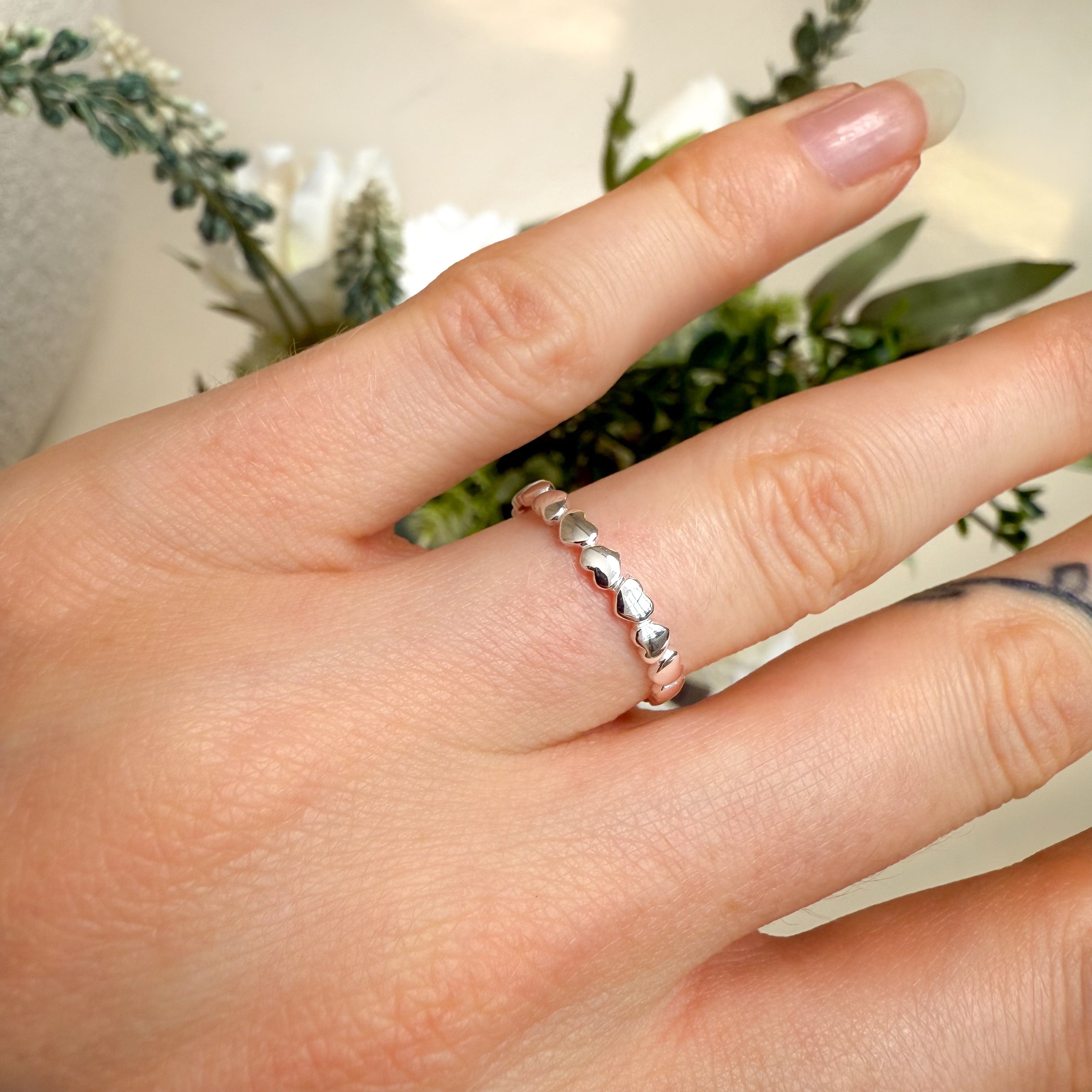 Hart Streep Dot Zilver Set