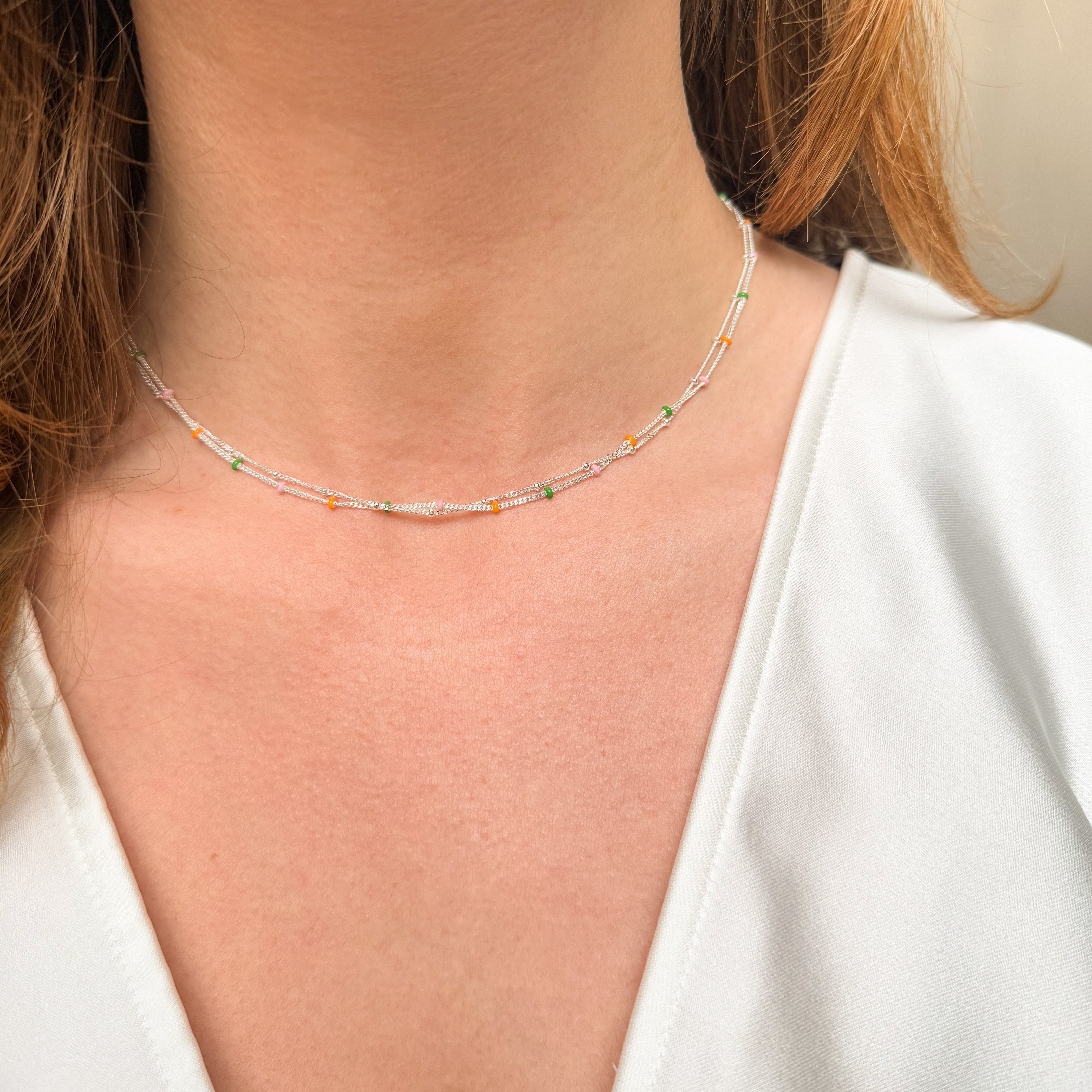 Dubbele Dots Halsketting Zilver