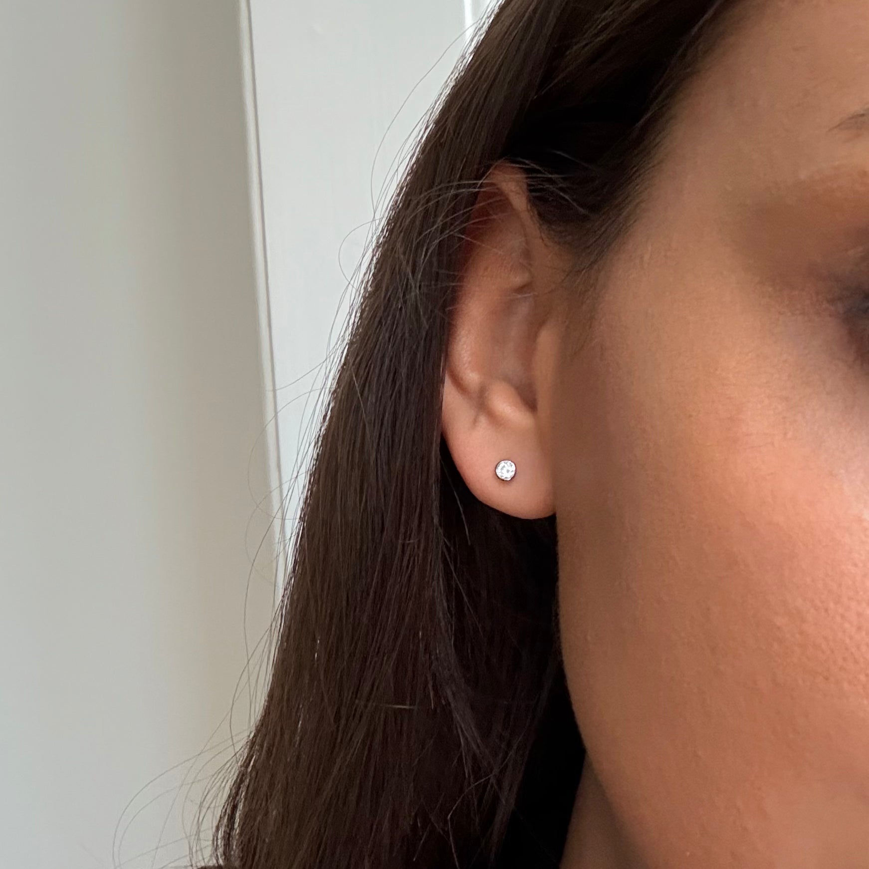 Rond Krystal Stud Zilverkleurig