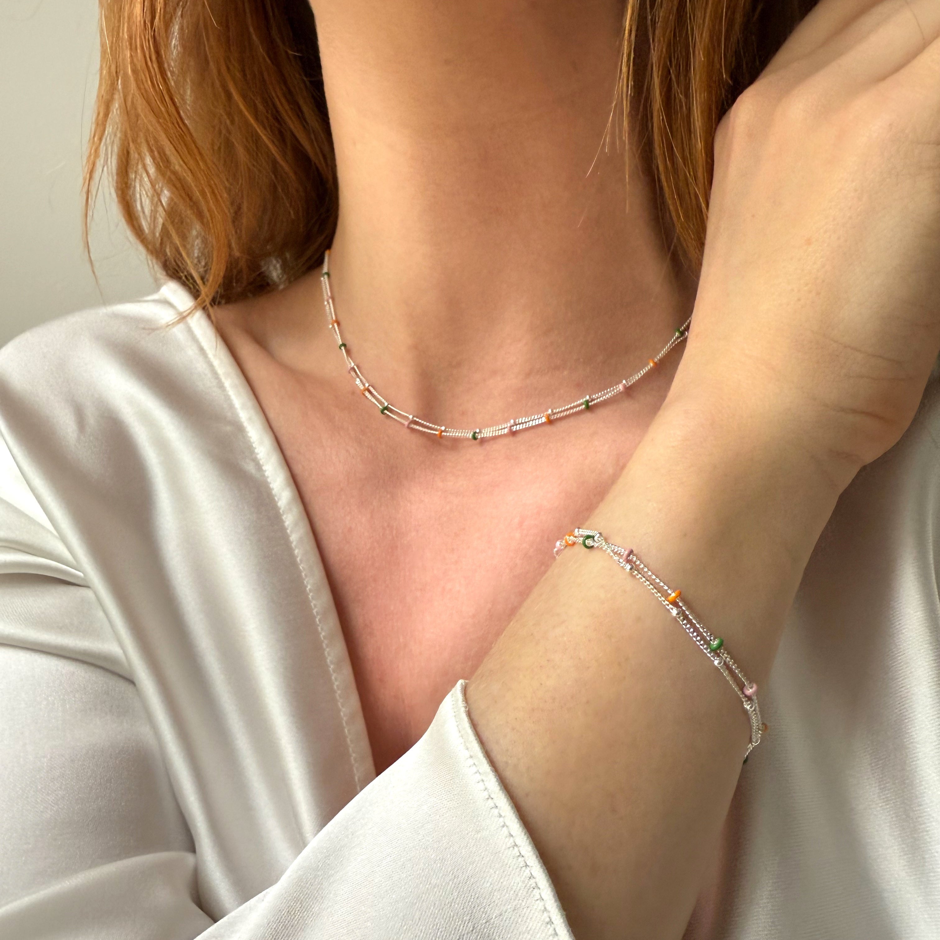 Dubbele Dots Halsketting Zilver