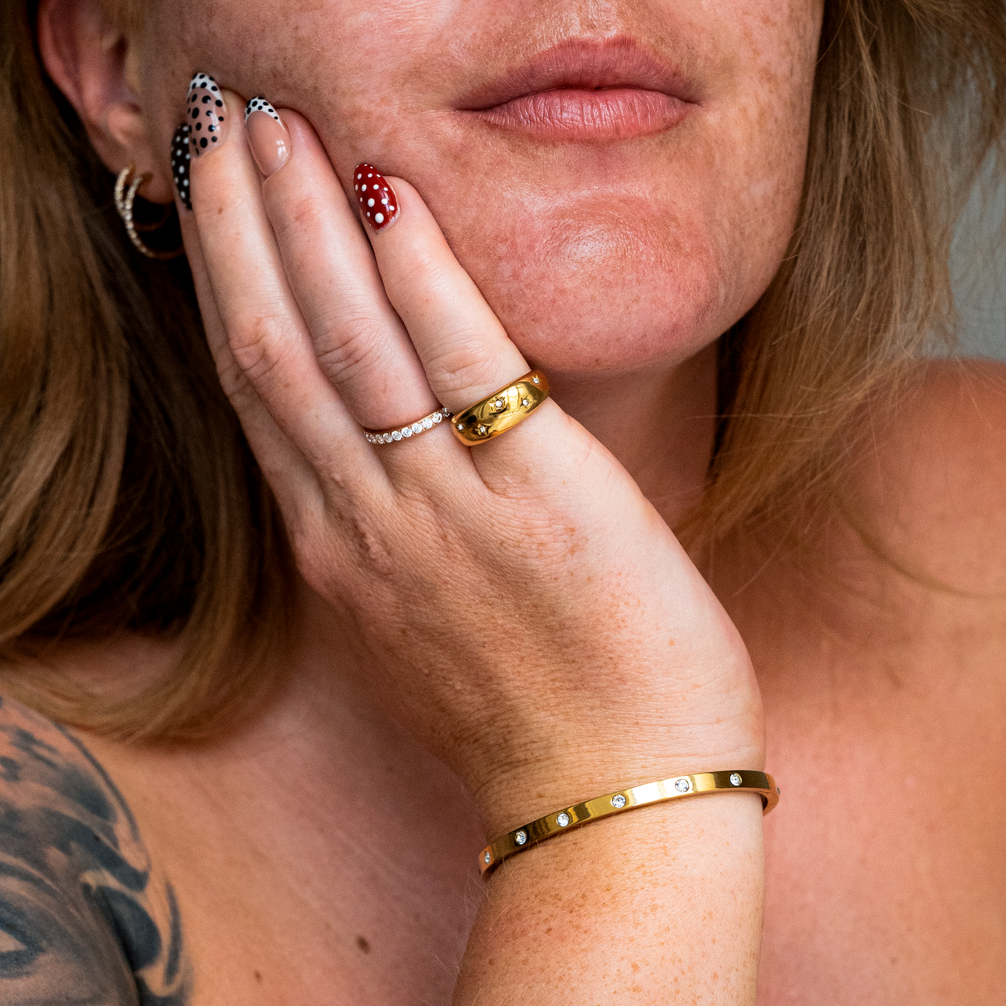 Classic Kristal Dot Armband Goudgeplateerd