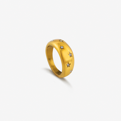 Stjerne Dot Krystal Ring i guld