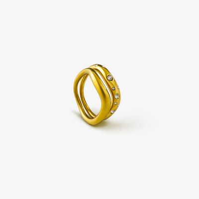 Wave Ringe Stack Sæt i guld