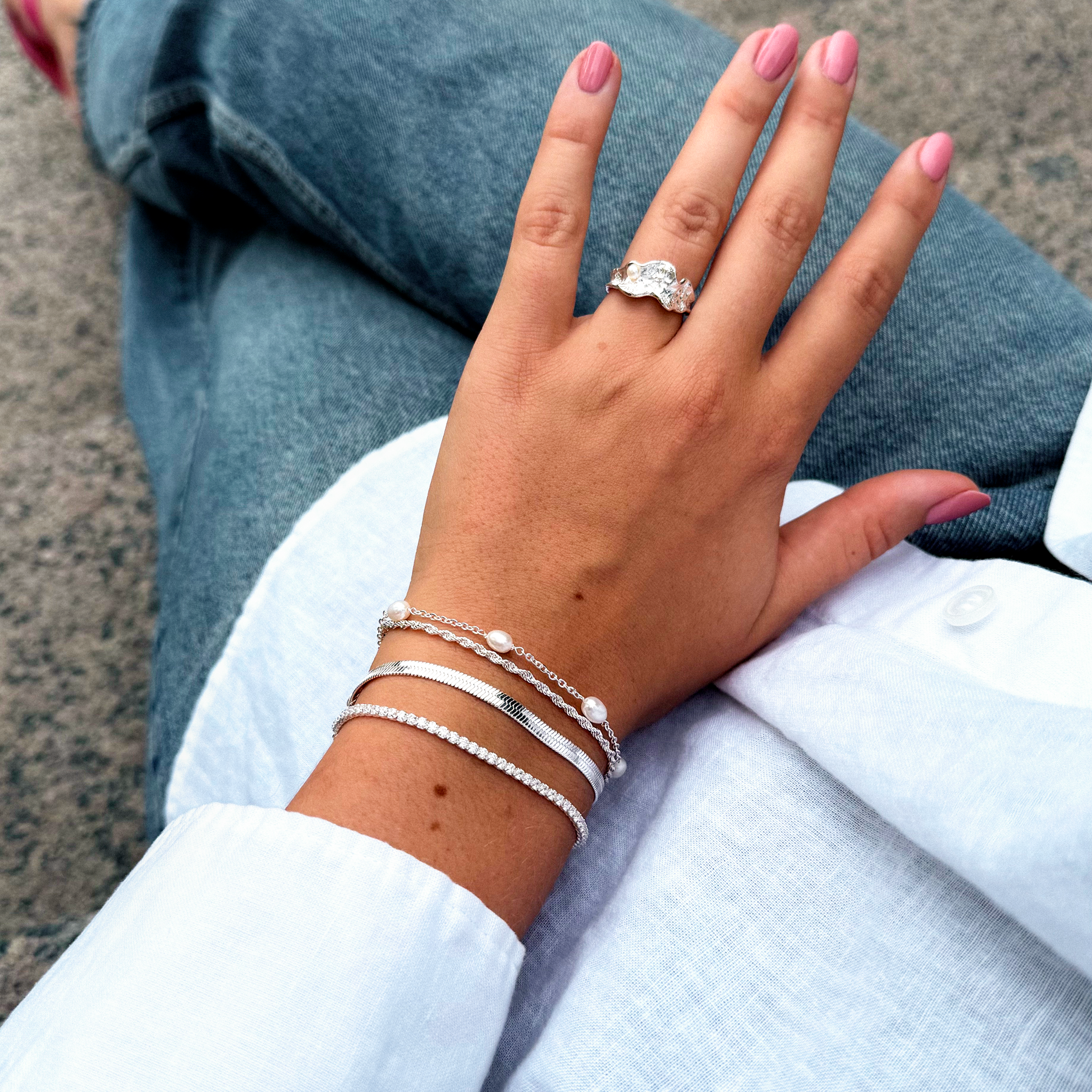 Magma Parels Ring Zilver