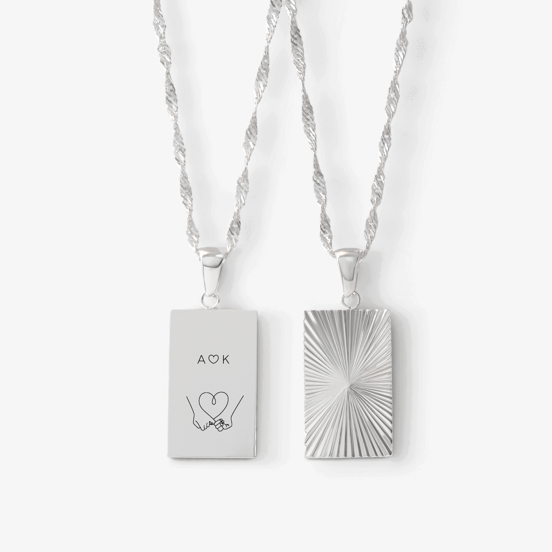 Gegraveerde Liefde Zilver Verguld Halsketting