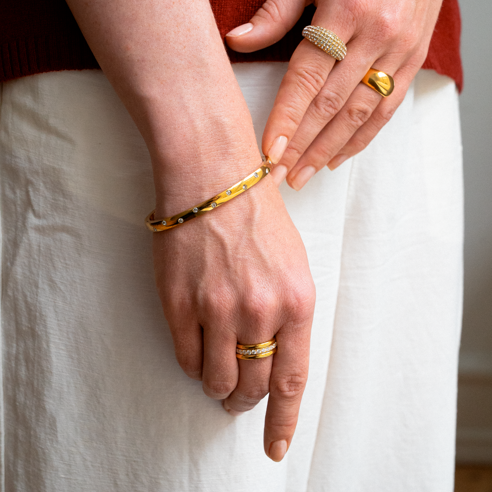 Flow Kristal Dot Armband Goudgeplateerd