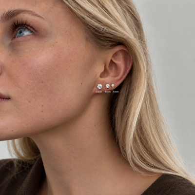 Krystal Stud Guldbelagt – 3 mm, 4 mm og 5 mm