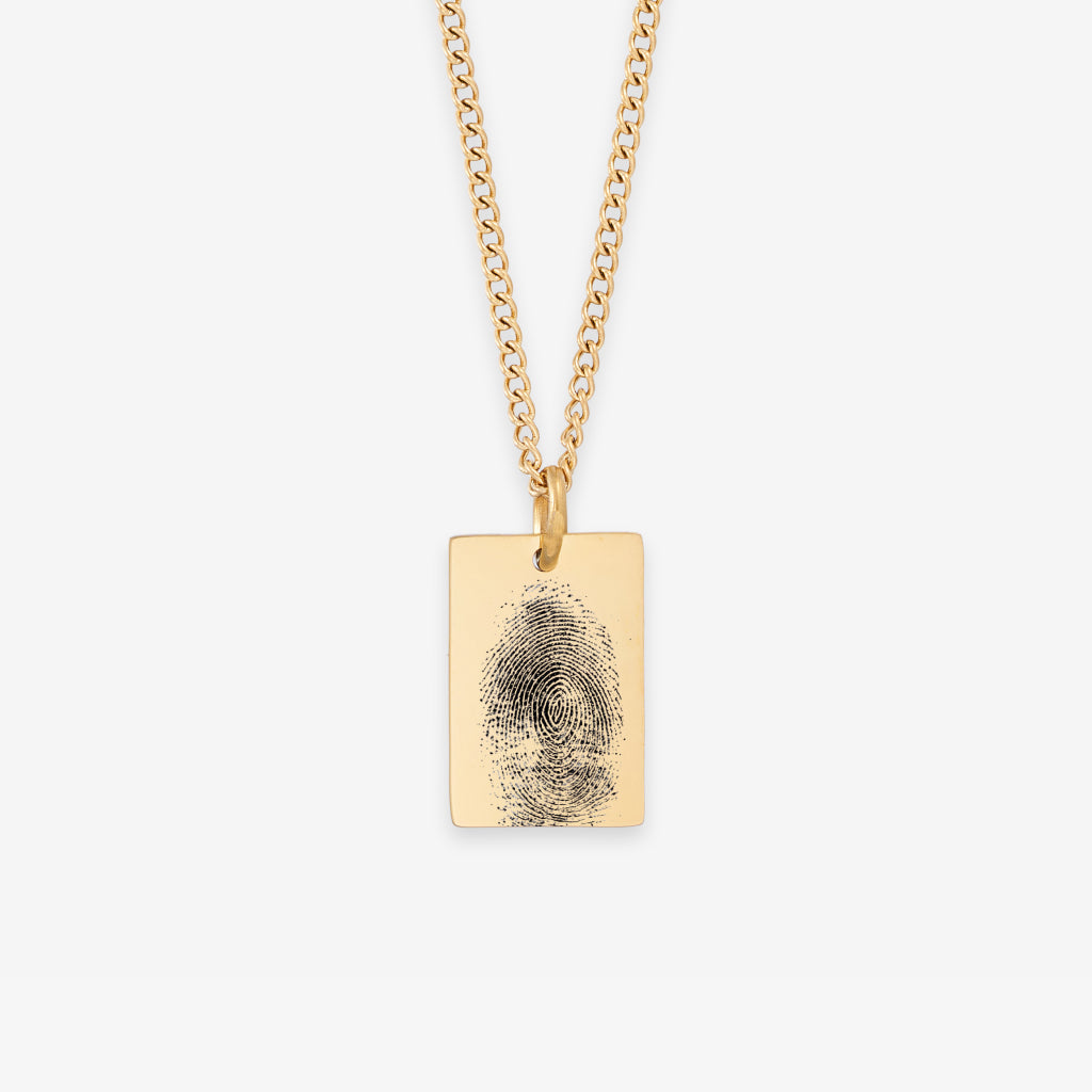 Gegraveerd Vingerafdruk Rechthoekige Plain Plaat Hanger